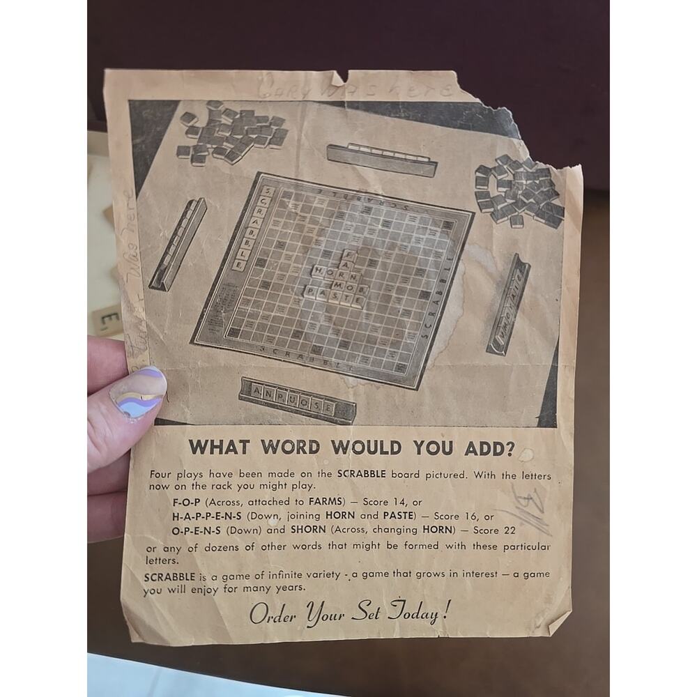 Vtg 1948 Selchow & Righter Scrabble Strategy Word Board Game Complete MCM Decor - Picture 2 of 5